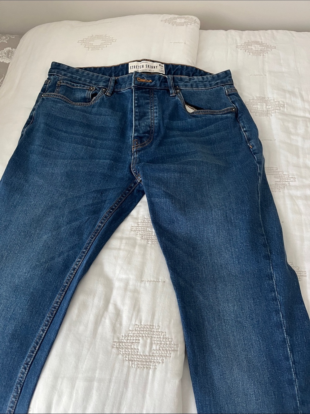 Topman Stretch Skinny Men’s Jeans - Dark Blue  34 x 31
